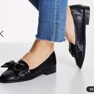 ASOS Mentor Patent Leather bow loafer flat shoes